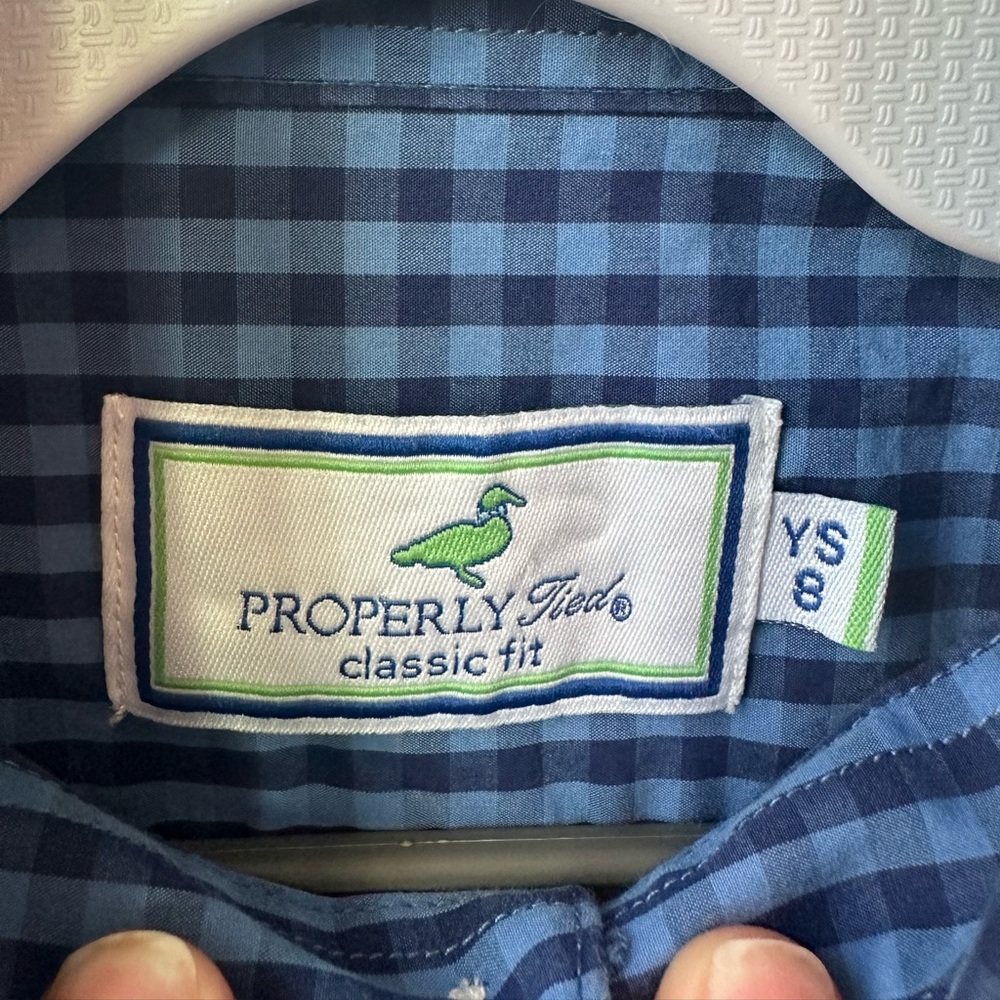 Blue Checkered Kids Button Down Shirt - Picture 3 of 4